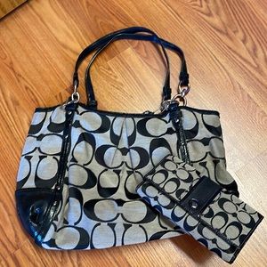 Coach Alexandra Chain Signature Shoulder Bag and Matching Wallet